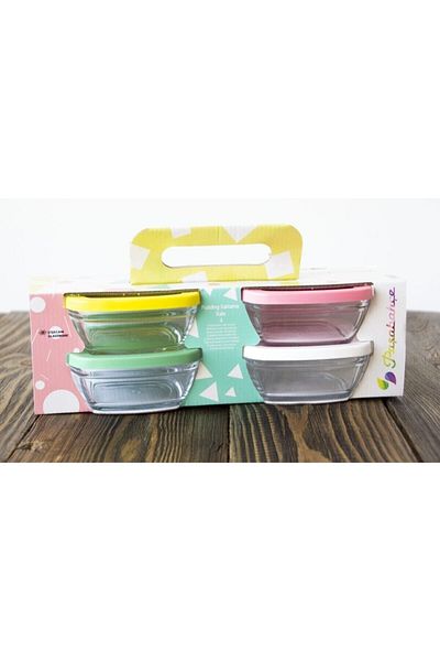 Paşabahçe Pudding 96840 Storage Container Colorful 4-Piece 310 Cc