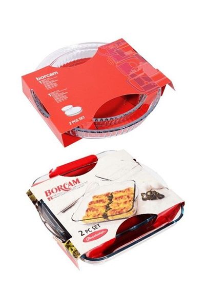 Paşabahçe Borcam 2-Piece Square + 2-Piece Round Tray
