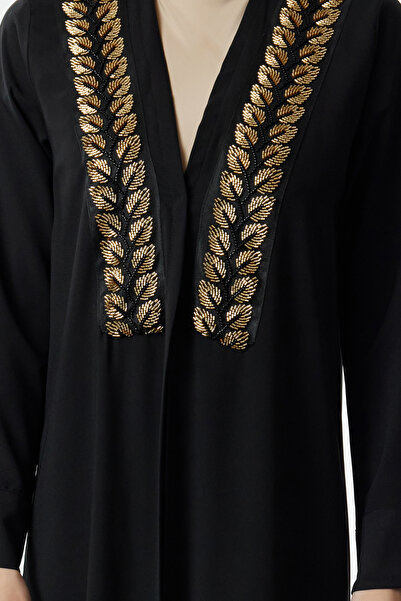 Trendyol Modest Black Stone Embroideed Woven - Cap, Ferace and Abaya TCTAW25KF00009