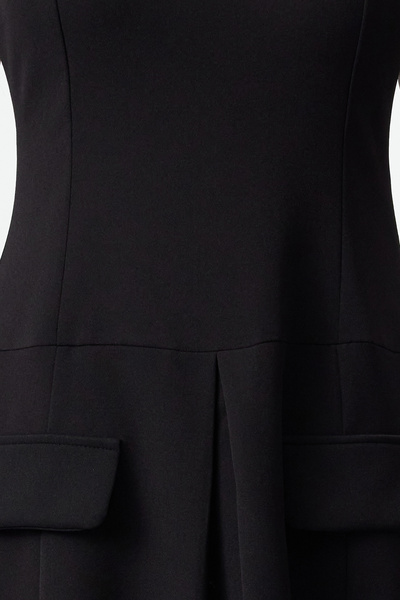 Trendyol Modest Μαύρο υφαντό φόρεμα γιακά πουκαμίσου - TCTAW25EB00076