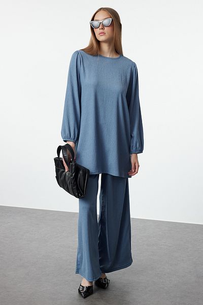 Trendyol Modest Indigo Oversize Wrap Set - Lower-Upper Set TCTAW25US00093