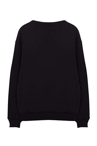 Trendyol Collection Oversize černá mikina s embosovaným potiskem - TMNAW25SW00088