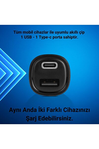 Ttec Şarj Akım Korumalı 15.5w Usb-c Usb Girişli Araç Çakmaklık Şarjı Tüm Araçlarla Uyumlu Araç Şarj