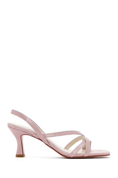Derimod Pink Thin Heeled Leather Women's Sandals - Banded 24SFD405032
