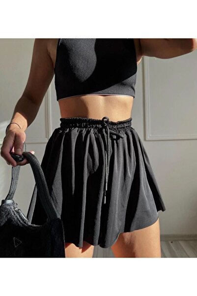 machiavelli Siyah Likralı Kısa Şort Etek
