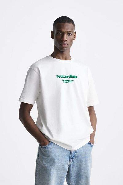 The Champ Clothing Ανδρικό μπλουζάκι με λαιμόκοψη Petit Jardinier με στάμπα Oversize Λευκό
