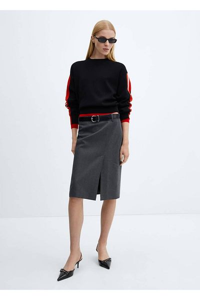 MANGO Woman Cotton Linen Round Collar Knitwear Sweater