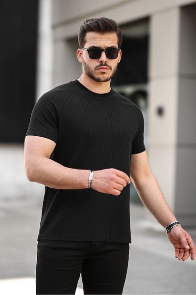 comstar Ανδρικό καλοκαιρινό μπλουζάκι με ρίγες Crew Neck Basic μαύρο