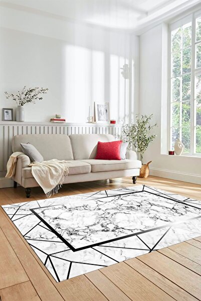EY HOME طقم غرفة نوم ثلاثي بقاعدة مضادة للانزلاق وقابلة للغسل بنمط رخامي، رخا...