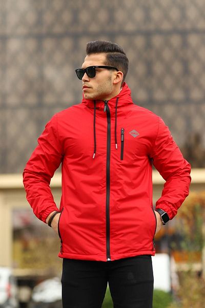 comstar Men's Furry Waterproof Hooded Raincoat with Pockets