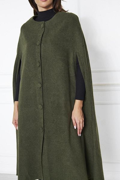 comstar Γυναικεία Trend Κουμπωτή Χακί Κασμίρ Cape Poncho