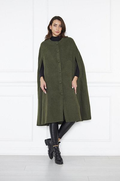 comstar Γυναικεία Trend Κουμπωτή Χακί Κασμίρ Cape Poncho