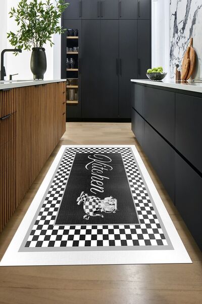 EY HOME Dijital Baskılı Kaymaz Taban Yıkanabilir Kitchen Yazılı Yolluk Mutfak...