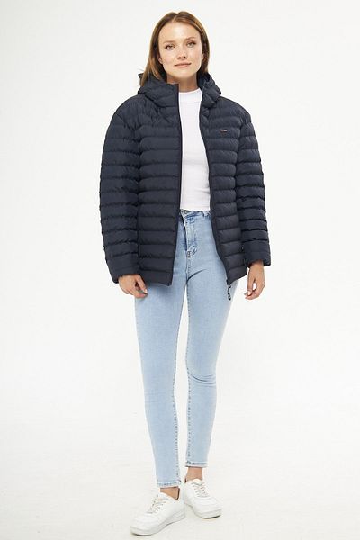 D1fference Women's Navy Blue Water and Windproof Hooded Winter Puffer Coat