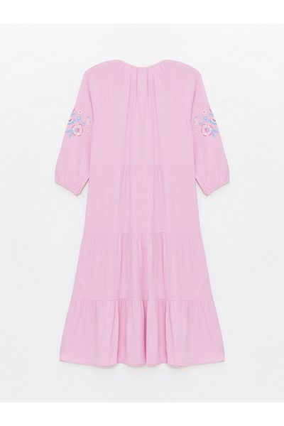 LC Waikiki Bedrucktes Mädchenkleid mit Rundhalsausschnitt