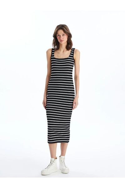 LC Waikiki LCW Vision U Collar Striped Women's Dress