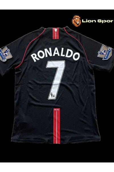Lion Spor رونالدو Cr7 - رجل. يونايتد 2008 قميص أسود قصير الأكمام 45465456