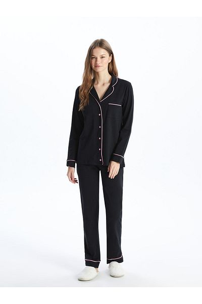 LC Waikiki Shirt Collar Long Sleeve Women's Pajamas Set