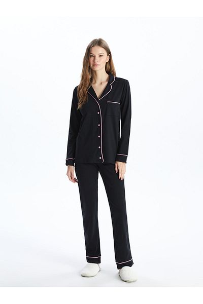 LC Waikiki Shirt Collar Long Sleeve Women's Pajamas Set