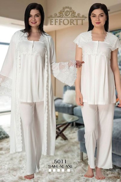 Generic Brand Set de pijama de maternitate cu halat din dantela