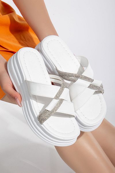 PARİS Orthopedic Sole Slippers with Stone Belt 304