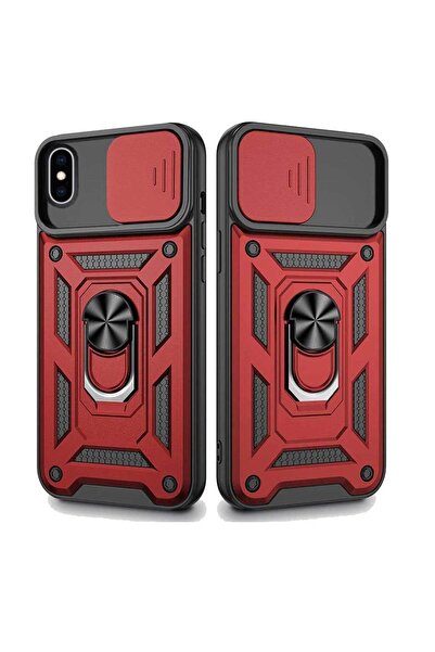 Smart Tech Apple iPhone XS Max Uyumlu Kızaklı Kamera Korumalı Tank Kılıf