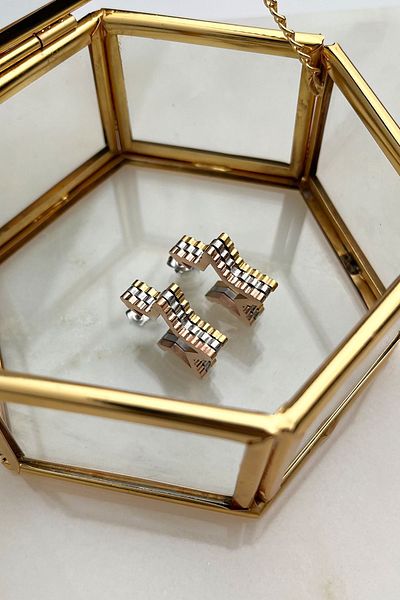Modex Steel Three Color Star Earrings (2cm)