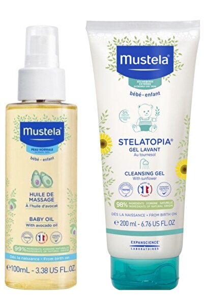 Mustela Stelatopia 100ml and 200ml Baby Care Massage Oil and Cleansing Gel