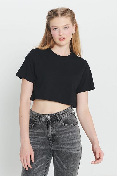 AC&Co / Altınyıldız Classics Tricou negru cu decolteu 100% bumbac - Femei - Standard Fit