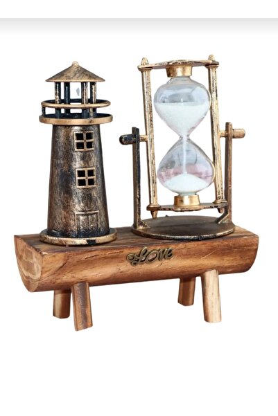 Sarego Dekoratif Antika Görünümlü Şık Kum Saatli Ayaklı Biblo Vazo Ev Oda Ofi...