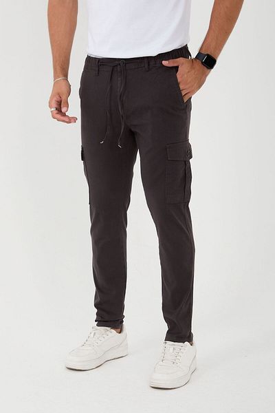 BROCARD Men's Anthracite Cargo Pants - Comfortable, Elastic Waist