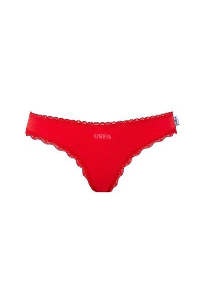 U.S. Polo Assn. US Polo Assn66427 Chiloți slip din bumbac 3 piese pentru femei - bleumarin, roșu și imprimat