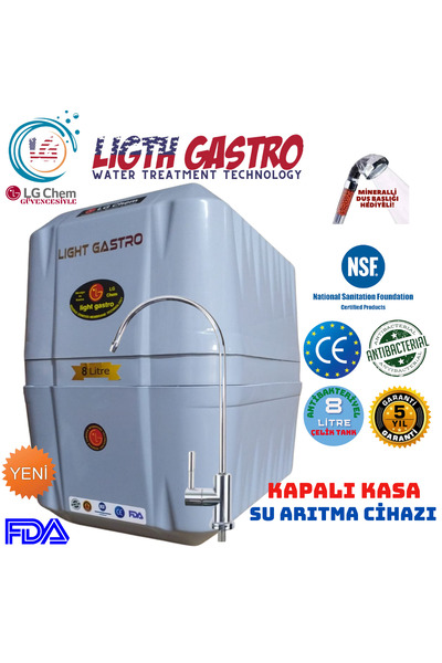 light gastro Gri Renk 5 Filitreli 8 Litrelik Gümüş Iyon Tatlandırıcılı Su Arı...