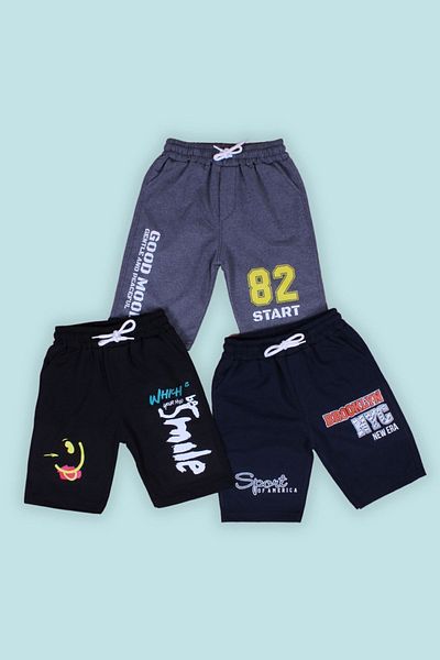 FYK COLLECTİON Printed 3-Piece Capri and Shorts Set for Boys