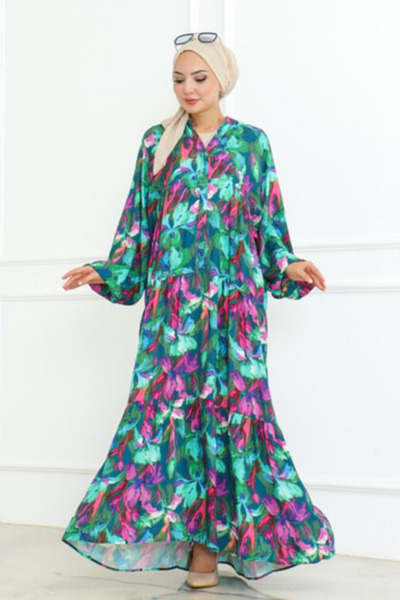 TIWCO Rochie din viscoză cu modele florale colorate
