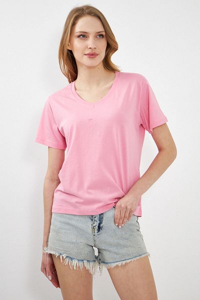 armonika Tricou roz de damă cu decolteu în V ARM-23Y024002