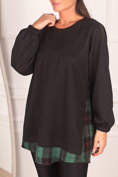 armonika Women's Khaki Back Plaid Pattern Sweatshirt ARM-21K024045