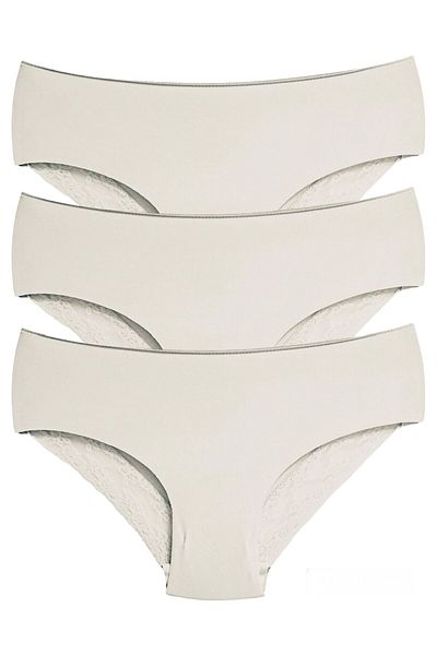 Miss Blue Moon Laser Cut Lace Seamless Panties 3-Piece - 3166