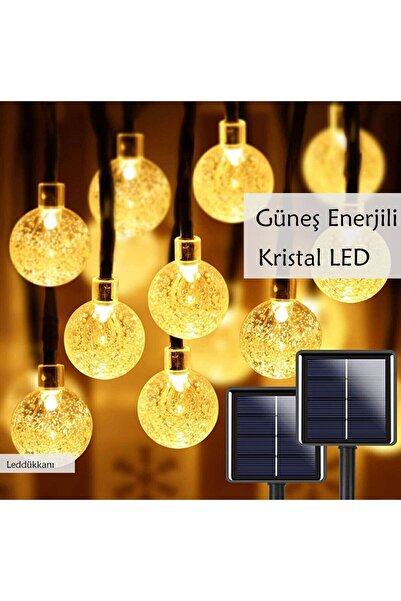 Lucente Leddükkanı 50 Led 7 Metre Sarı Güneş Enerjili Led Işık Solar Bahçe Teras Balkon Ağaç Lambası Aydınlatması