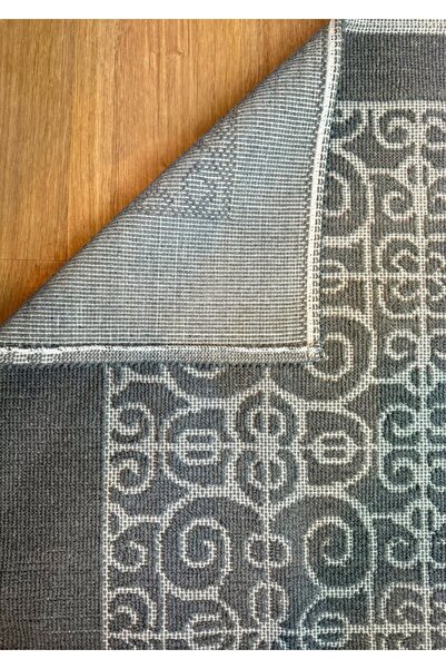 Özlü Home Patiska Yıkanabilir Kaymaz Dekoratif Spiral Desen Pamuk Bukle Kilim