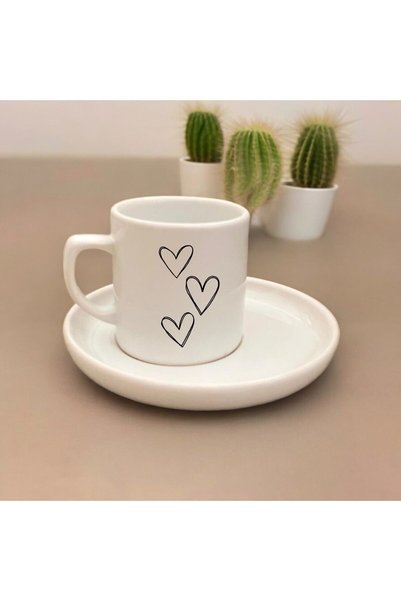D&Y GAUDERY Custom Designed Heart Patterned Luxury Ceramic Coffee Cup, Turkish Coffee Cup
