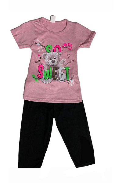 Şana Look PinK Capri T-Shirt and Bottom Set for Girls