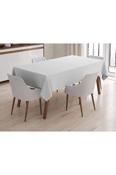 Örtücüm Düz Beyaz Renk Desensiz Astarlı Pvc Muşamba Masa Örtüsü Leke Tutmaz S...