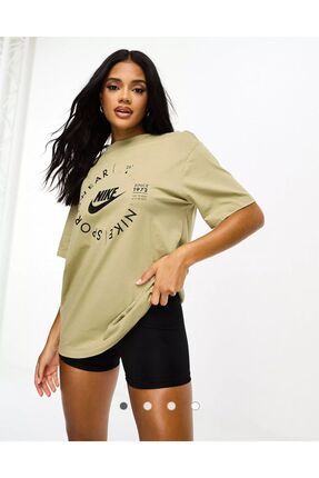 Nike Sportswear Gel Sport Utility Printed Boyfriend Short Sleeve Krem Kad n T shirt Fiyat Yorumlar Trendyol