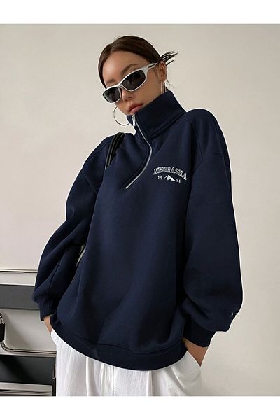 trendgar Unisex oversize mikina - potisk Nemaska, stojáček a zip