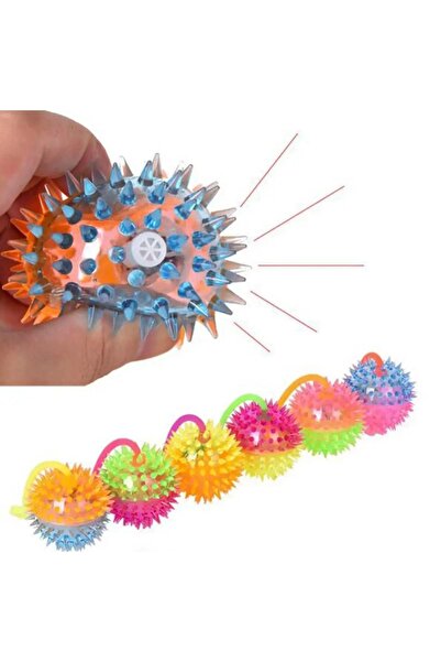 KuantumHome Dikenli Silikon Köpek & Kedi Topu Eğlenceli Parlayan Işıklı Eğlenceli At Getir Topu