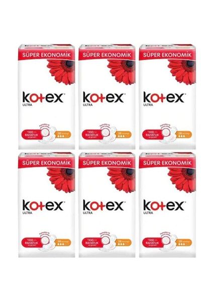 Kotex وسادة نسائية عادية من Ultra Quadro مكونة من 24 قطعة 6 قطع P1362s6164