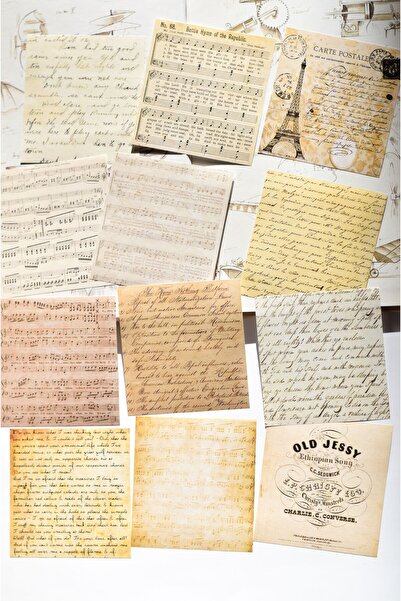 Scrapbook Vintage Yazı / Nota Kağıdı / Bullet Journal, Ing, Planner, Ajanda S...