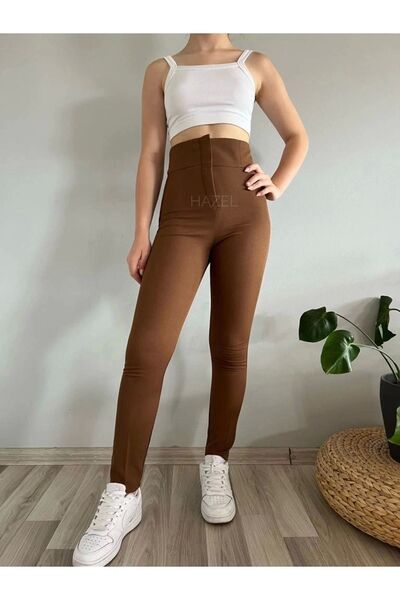 polle Smeđe Visok struk Oblikuje figuru uske ženske pantalone