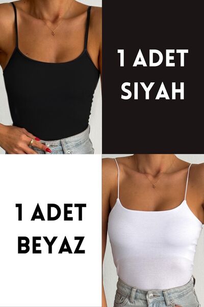 Balenbi 1067 Model Black and White Women's Long String Body Set